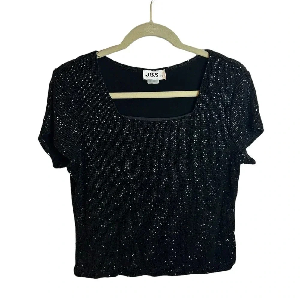 JBS VINTAGE SHIMMERY SQUARE NECK BLOUSE